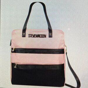 Steve Madden Blush Pink Nylon Crossbody Tote Bag Travel Gym VGUC Steve Madden Designer Crossbody Woven Leather Bwebber Tote  main image 2
